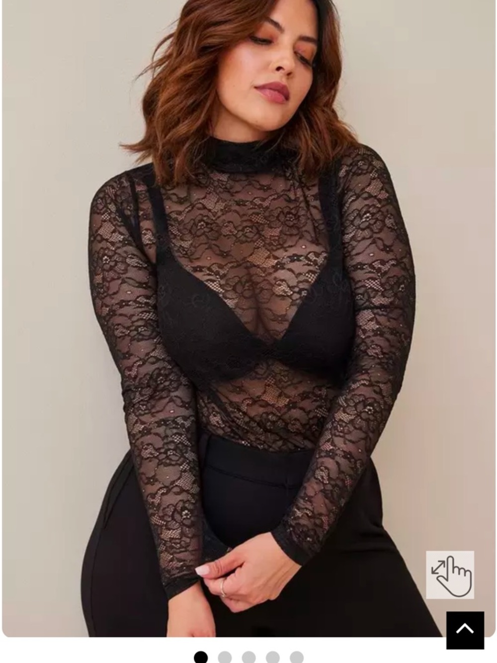 Torrid Sheer Lace Mock Neck Long Sleeve turtleneck Top - Black 1x